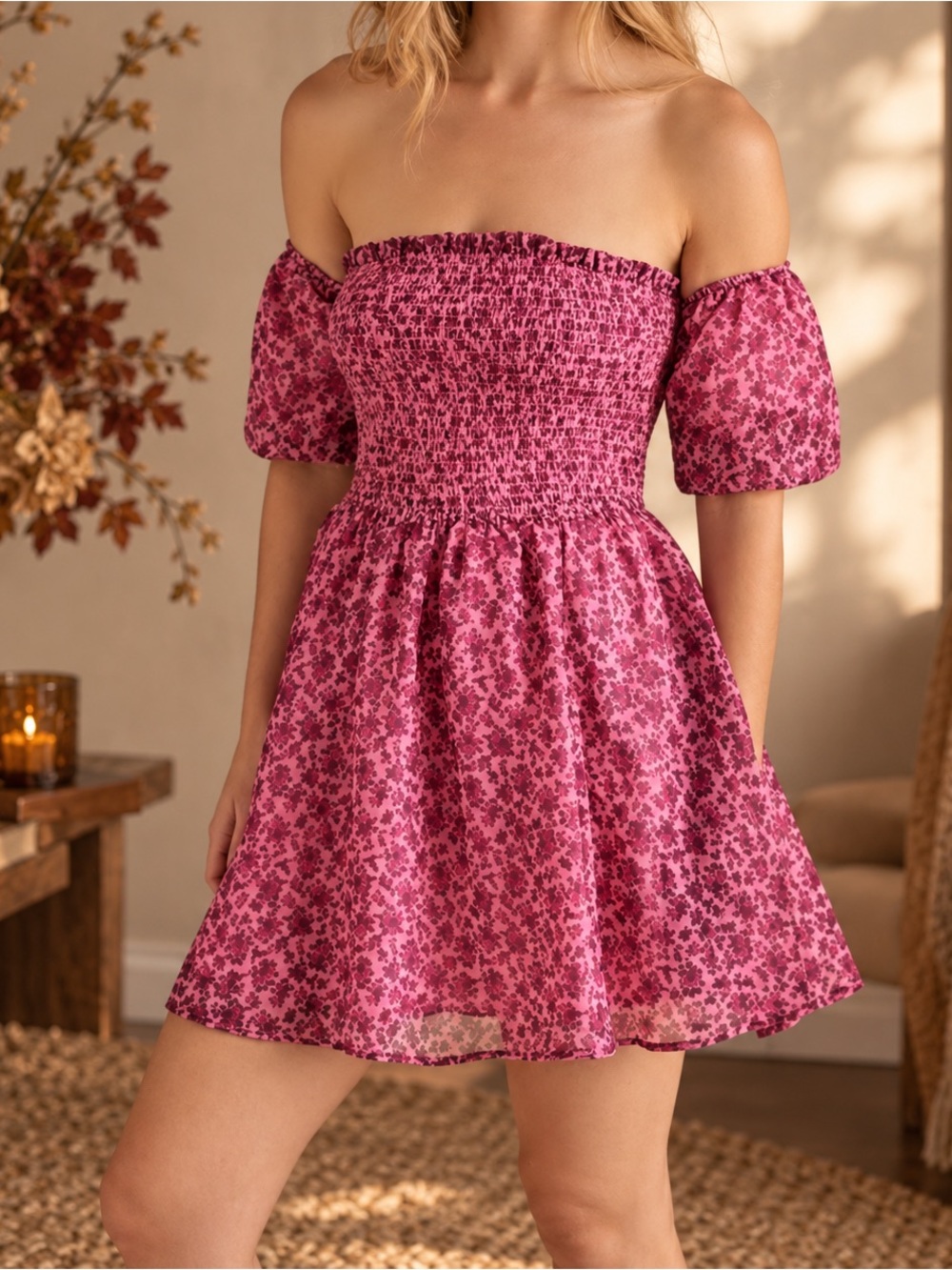 NWT Betsey Johnson Pink Floral Dress Romantic Feminine L